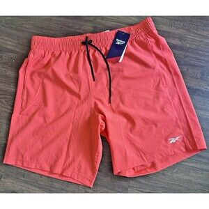 Reebok Men's Regular-Fit Moisture-Wicking 9" Woven Drawstring Shorts Orange L